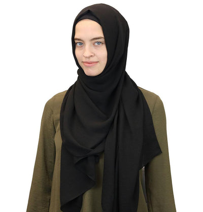 Modefa Shawl Black Textured Crepe Hijab Shawl Black