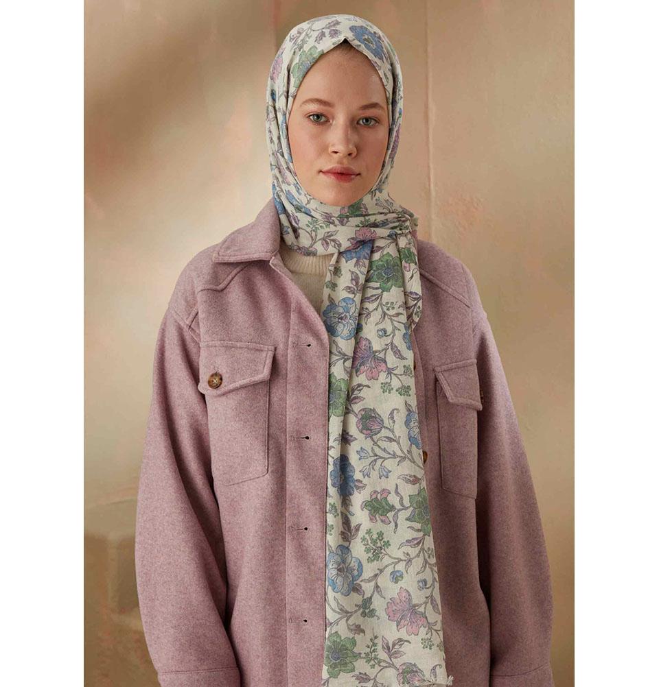 Modefa Shawl Blue & Green Patterned Cotton Shawl | Floral Blue & Green