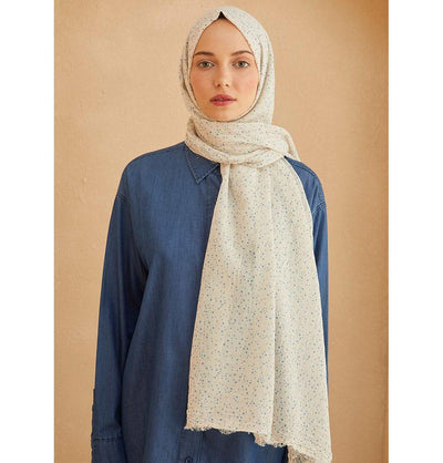 Modefa Shawl Blue Patterned Cotton Shawl | Polka Dotted - Blue
