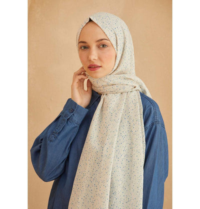 Modefa Shawl Blue Patterned Cotton Shawl | Polka Dotted - Blue