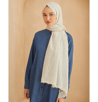 Modefa Shawl Blue Patterned Cotton Shawl | Polka Dotted - Blue