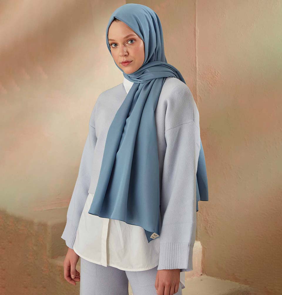 Modefa Shawl Blue Solid Cotton Viscose Shawl - Blue