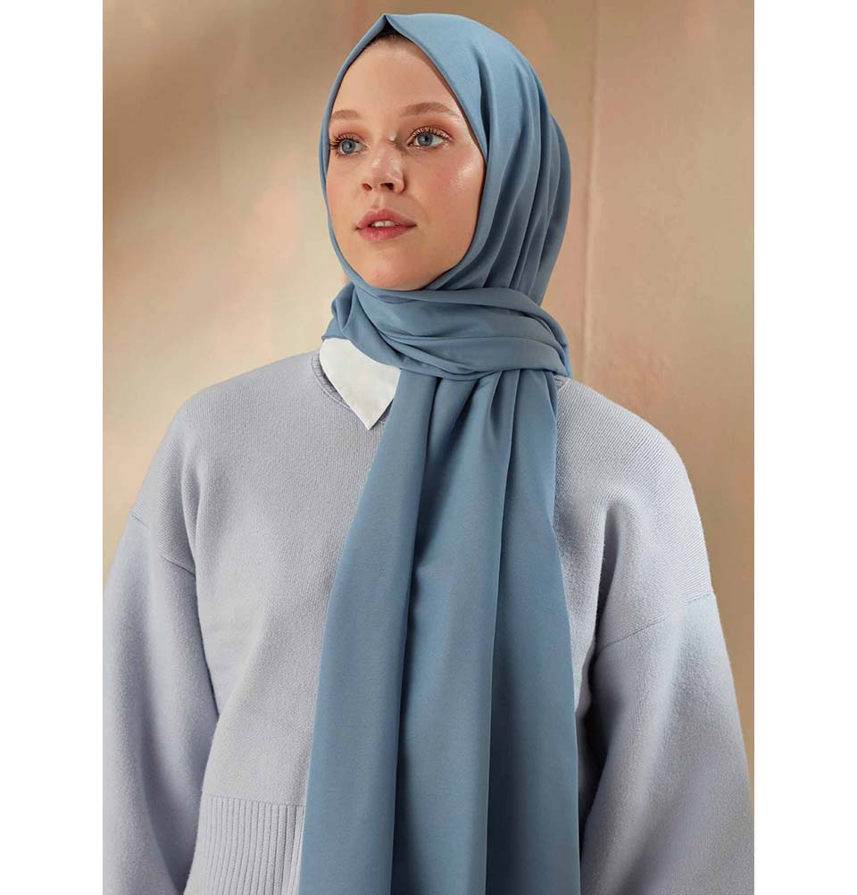 Modefa Shawl Blue Solid Cotton Viscose Shawl - Blue