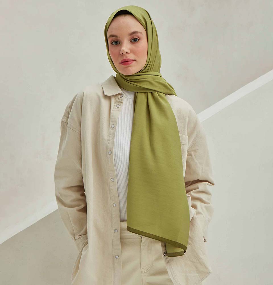 Modefa Shawl Bright Olive Green Premium Solid Cotton Modal Shawl - Bright Olive