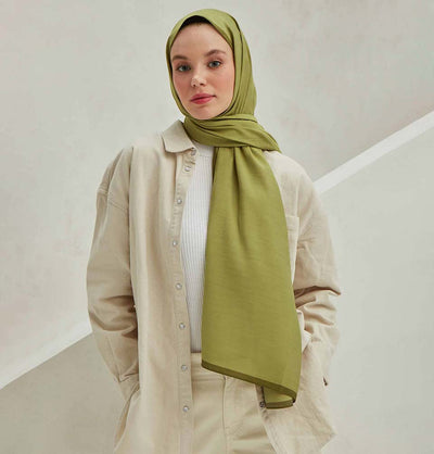 Modefa Shawl Bright Olive Green Premium Solid Cotton Modal Shawl - Bright Olive