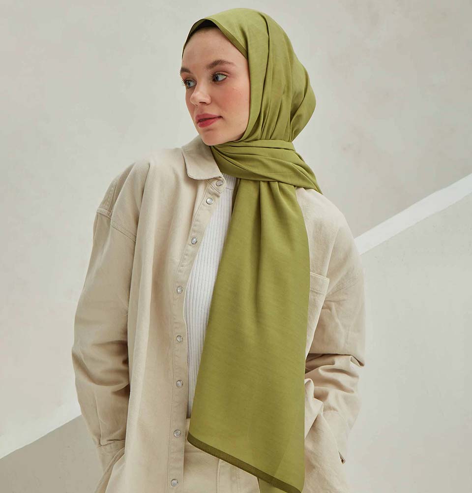 Modefa Shawl Bright Olive Green Premium Solid Cotton Modal Shawl - Bright Olive
