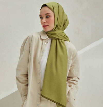 Modefa Shawl Bright Olive Green Premium Solid Cotton Modal Shawl - Bright Olive