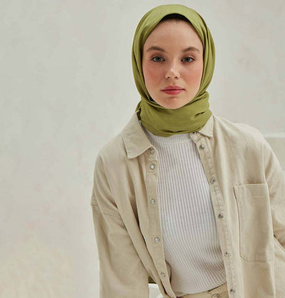 Modefa Shawl Bright Olive Green Premium Solid Cotton Modal Shawl - Bright Olive
