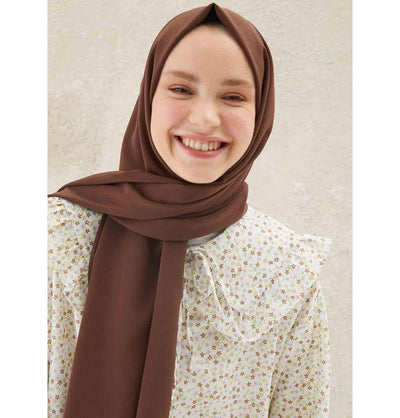 Modefa Shawl Brown Crinkle Medine Hijab Shawl - Brown