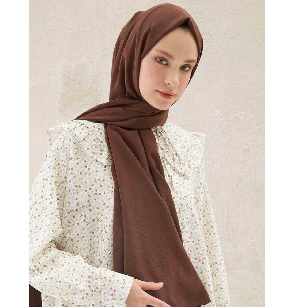 Modefa Shawl Brown Crinkle Medine Hijab Shawl - Brown