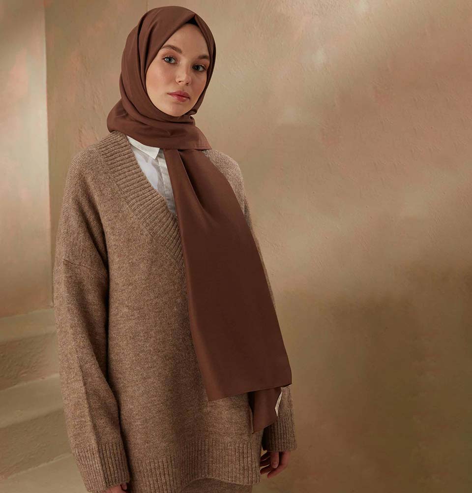 Modefa Shawl Brown Solid Cotton Viscose Shawl - Brown