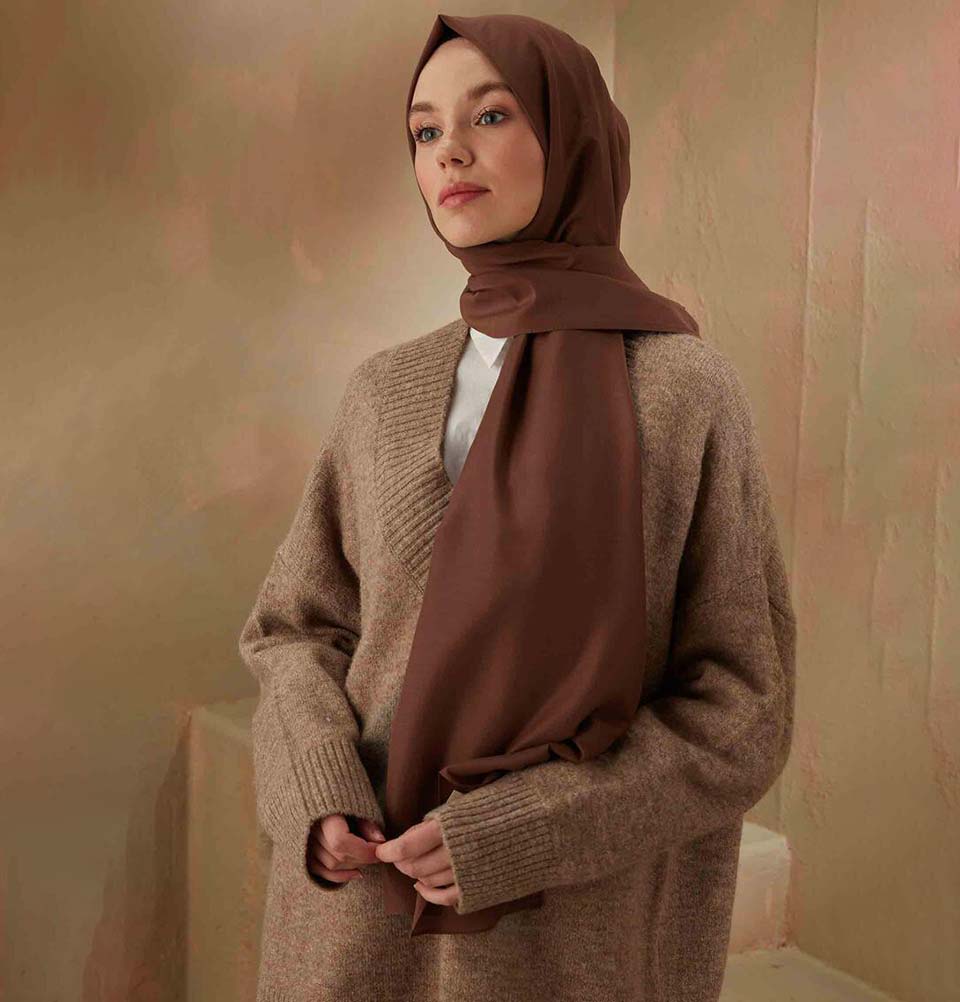 Modefa Shawl Brown Solid Cotton Viscose Shawl - Brown