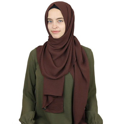 Textured Crepe Hijab Shawl Brown
