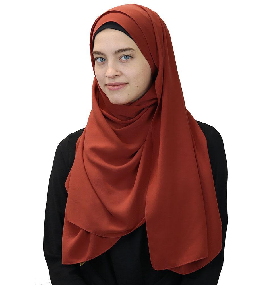 Medine Solid Chiffon Hijab Shawl Burnt Orange