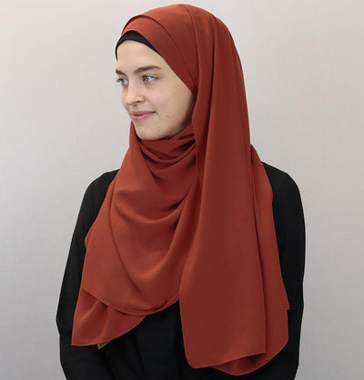 Medine Solid Chiffon Hijab Shawl Burnt Orange