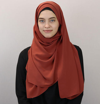 Medine Solid Chiffon Hijab Shawl Burnt Orange