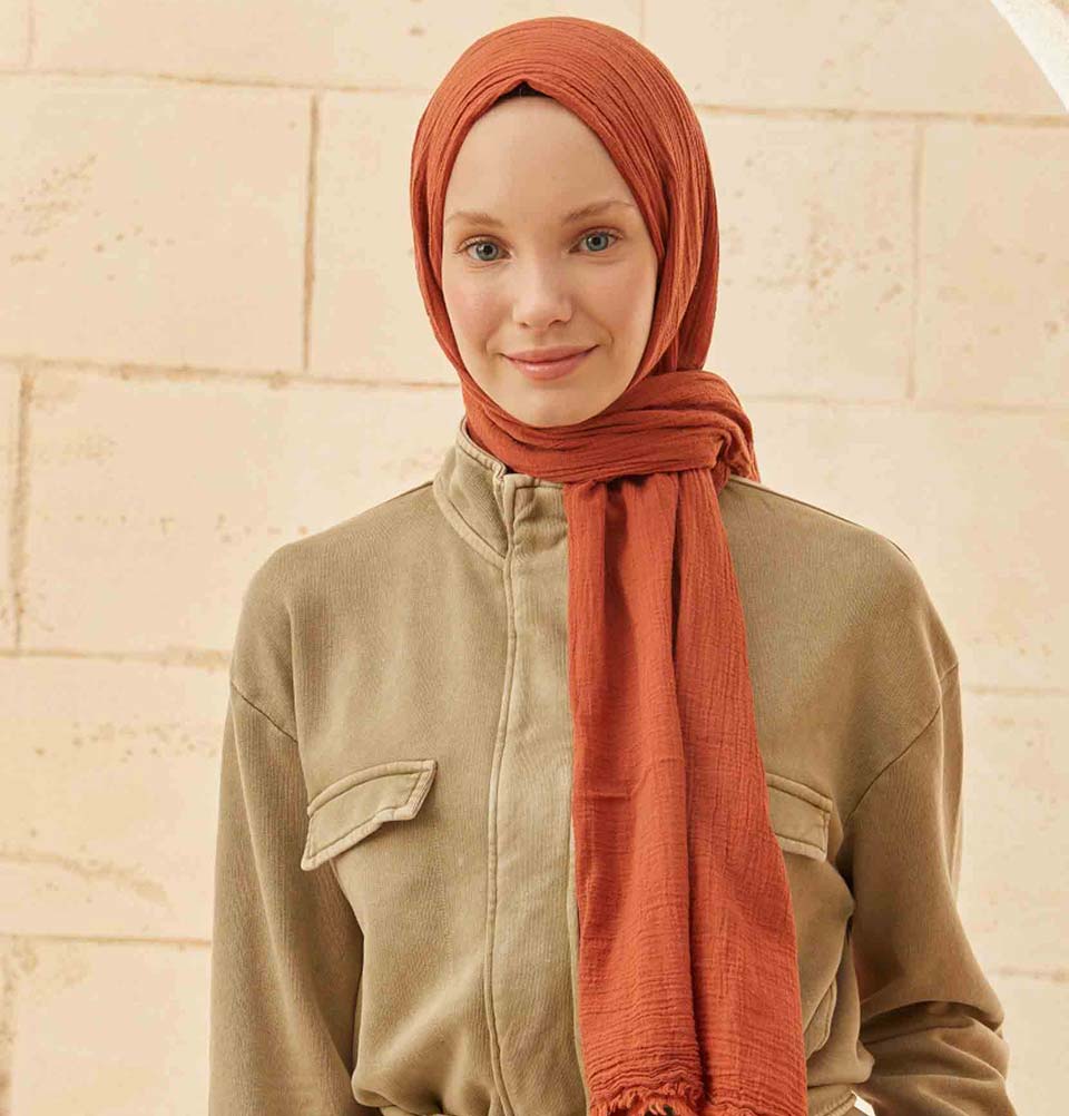 Modefa Shawl Burnt Orange Solid Organic Cotton Shawl - Burnt Orange