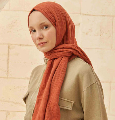 Modefa Shawl Burnt Orange Solid Organic Cotton Shawl - Burnt Orange