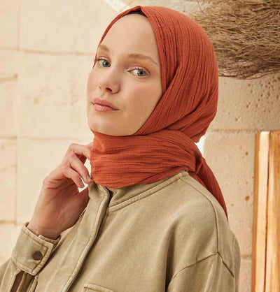 Modefa Shawl Burnt Orange Solid Organic Cotton Shawl - Burnt Orange