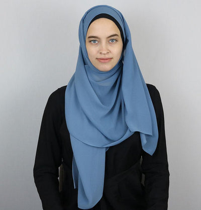 Modefa Shawl Carolina Blue Textured Micro Chiffon Hijab Shawl Carolina Blue