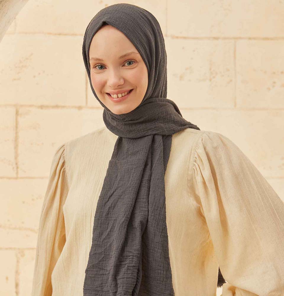 Modefa Shawl Charcoal Gray Solid Organic Cotton Shawl - Charcoal