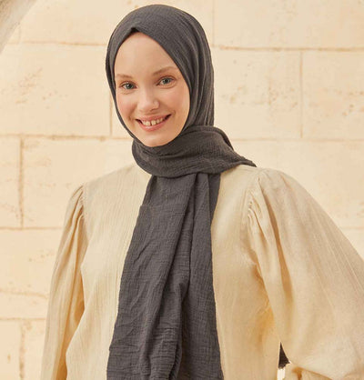 Modefa Shawl Charcoal Gray Solid Organic Cotton Shawl - Charcoal