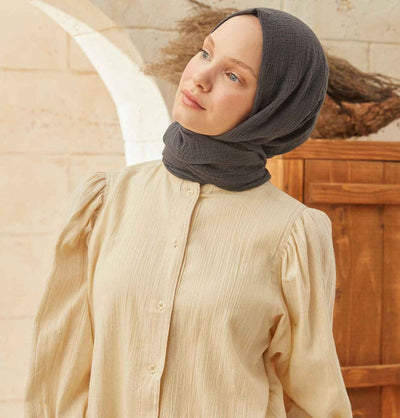Modefa Shawl Charcoal Gray Solid Organic Cotton Shawl - Charcoal