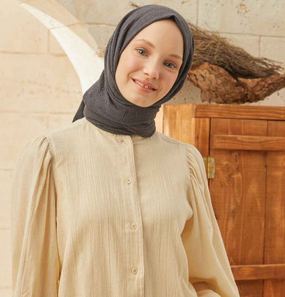 Modefa Shawl Charcoal Gray Solid Organic Cotton Shawl - Charcoal