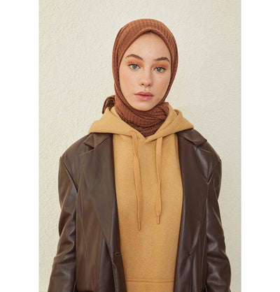 Modefa Shawl Chocolate Brown Comfy Striped Jersey Hijab Shawl - Chocolate Brown