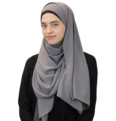 Medine Solid Chiffon Hijab Shawl Dark Grey
