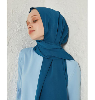Modefa Shawl Dark Sapphire Crinkle Medine Hijab Shawl - Dark Sapphire