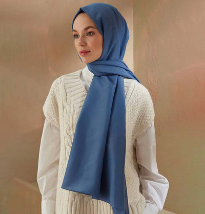 Modefa Shawl Denim Blue Solid Cotton Viscose Shawl - Denim Blue