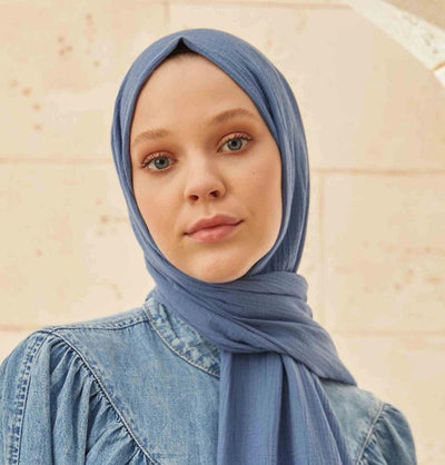 Modefa Shawl Denim Blue Solid Organic Cotton Shawl - Denim Blue
