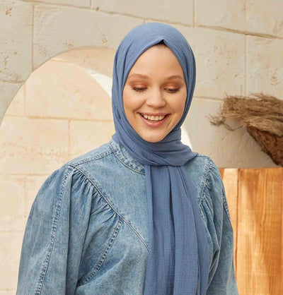 Modefa Shawl Denim Blue Solid Organic Cotton Shawl - Denim Blue