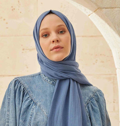 Modefa Shawl Denim Blue Solid Organic Cotton Shawl - Denim Blue