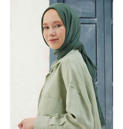 Modefa Shawl Forest Green Cozy Crepe Cotton Hijab Shawl - Forest Green