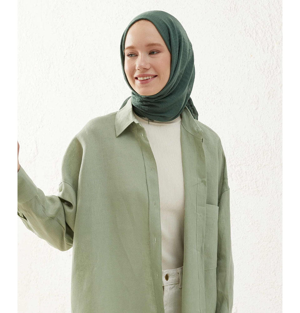 Modefa Shawl Forest Green Cozy Crepe Cotton Hijab Shawl - Forest Green