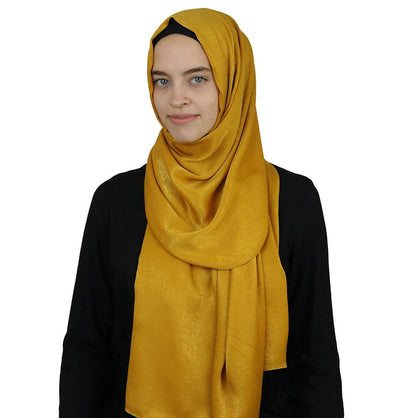 Bamboo Satin Hijab Shawl Golden Yellow