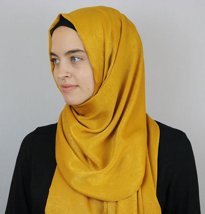 Bamboo Satin Hijab Shawl Golden Yellow