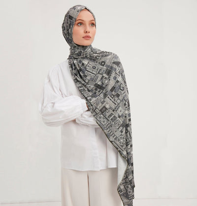 Modefa Shawl Gray Modefa Sports Hijab Shawl - Geometric Maze -Gray