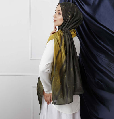 Modefa Shawl Green/Yellow Modefa Galaxy Hijab Shawl - Olive Green & Golden Yellow