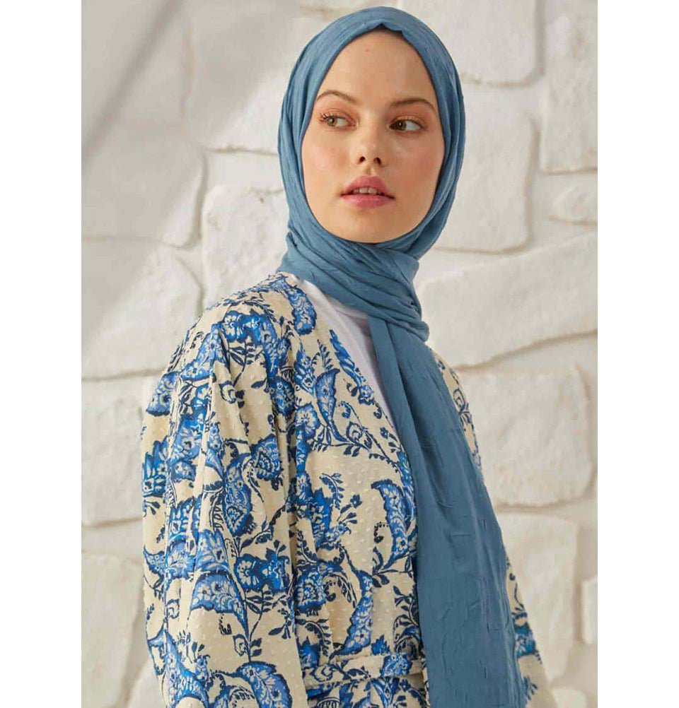 Modefa Shawl Indigo Bamboo Viscose Summer Hijab Shawl - Indigo