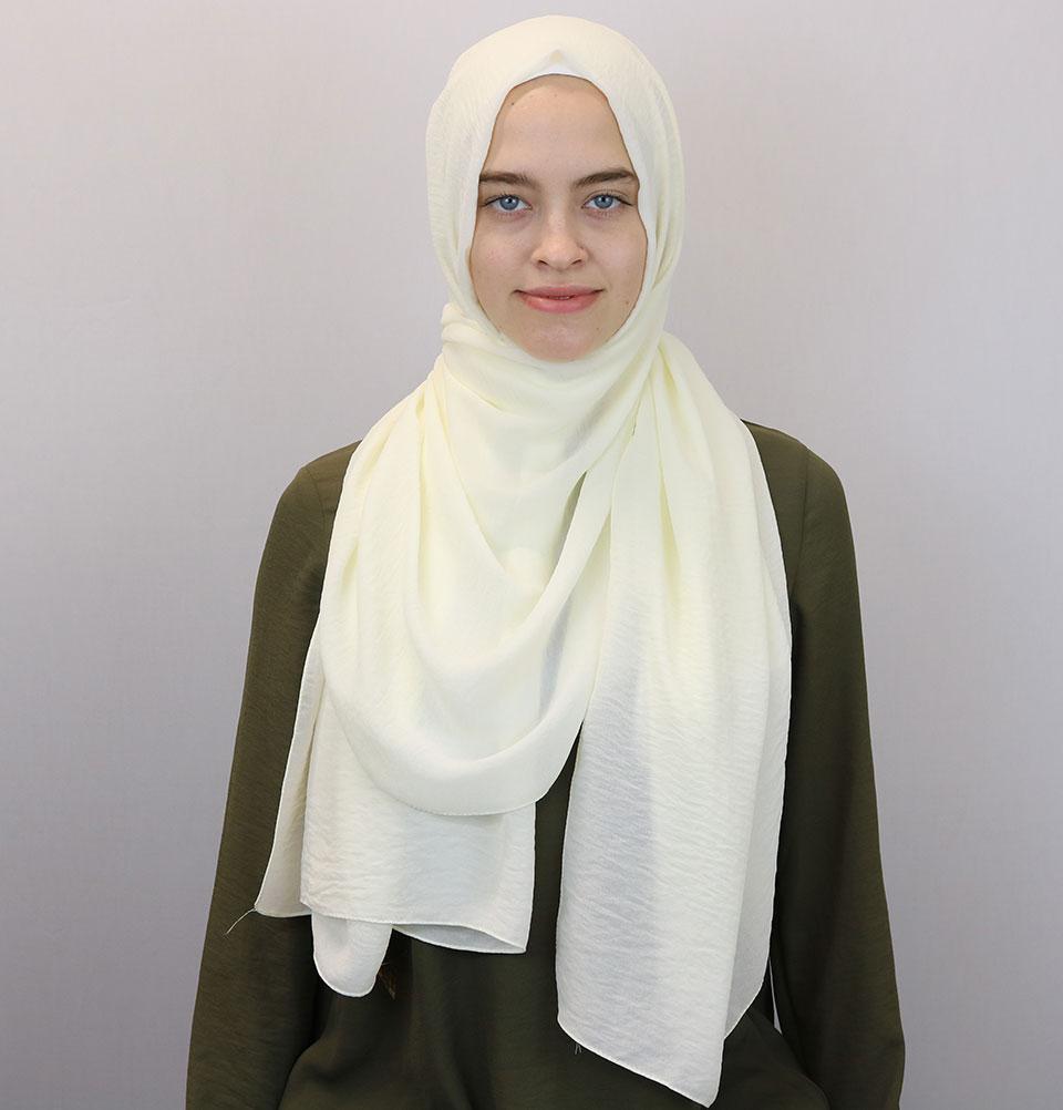 Modefa Shawl Ivory Textured Crepe Hijab Shawl Ivory