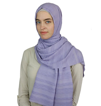 Modal Crinkle Pleated Hijab Shawl Lavender