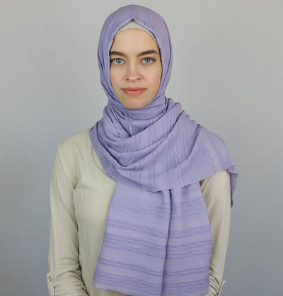 Modal Crinkle Pleated Hijab Shawl Lavender
