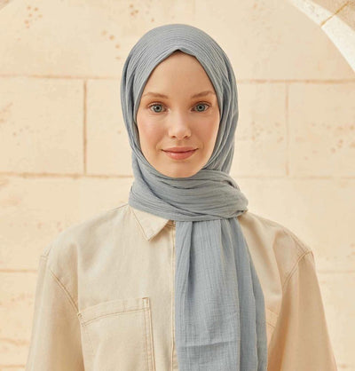 Modefa Shawl Light Blue Solid Organic Cotton Shawl - Light Blue