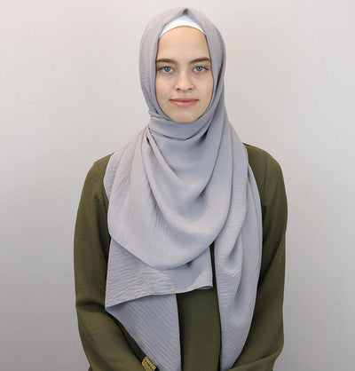 Modefa Shawl Light Gray Textured Crepe Hijab Shawl Light Gray
