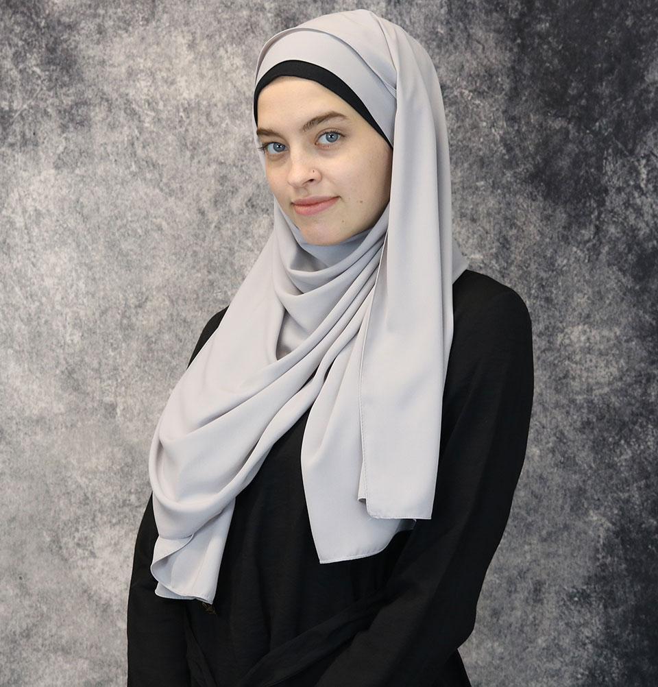 Modefa Shawl Light Grey Medine Solid Chiffon Hijab Shawl Light Grey