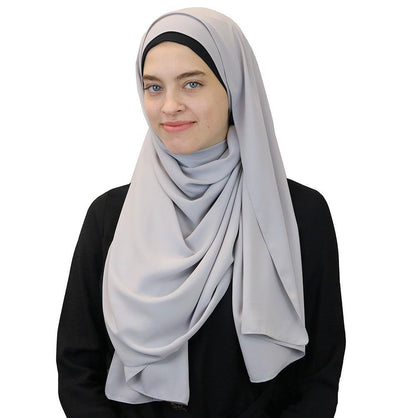 Modefa Shawl Light Grey Medine Solid Chiffon Hijab Shawl Light Grey