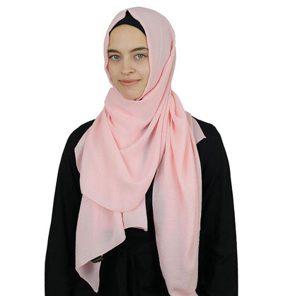 Textured Crepe Hijab Shawl Light Pink